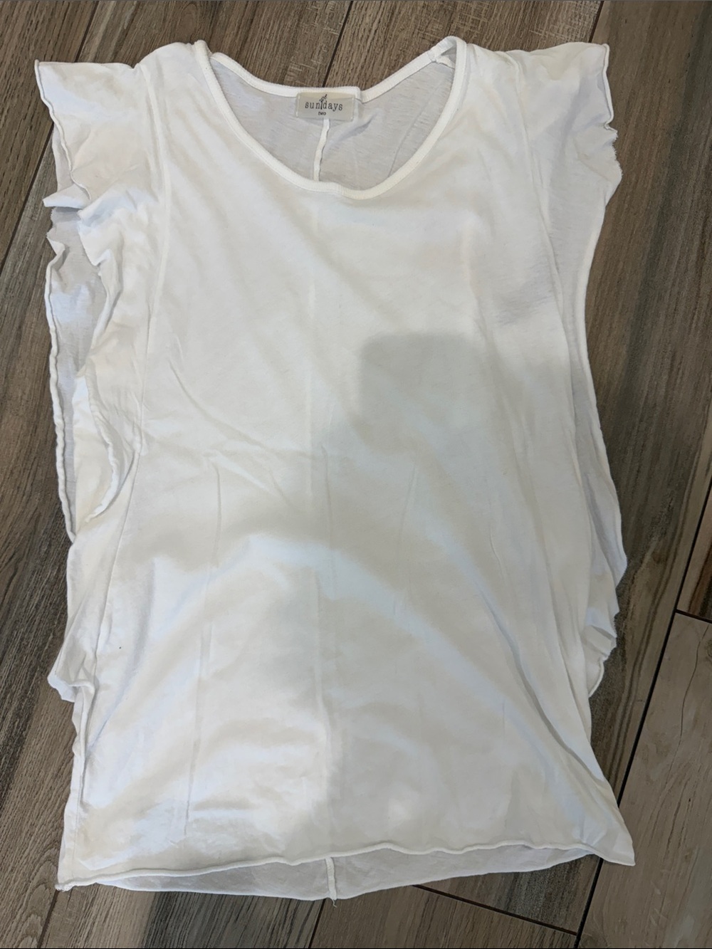 sundays White Ruffle Sleeve Tank Top